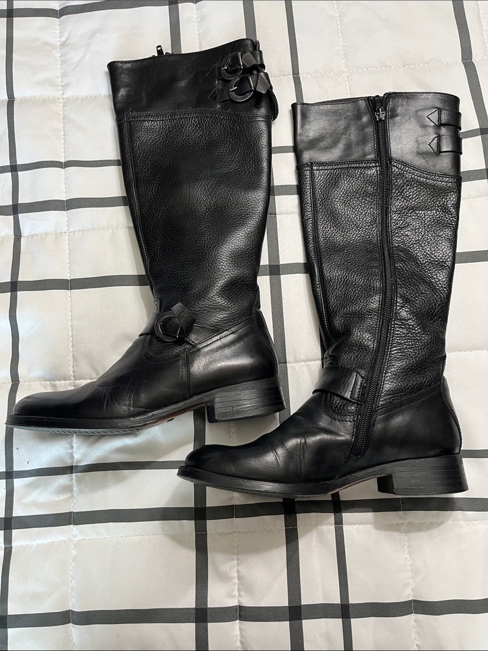 Aldo Black Leather Knee-High Women's Boots 36